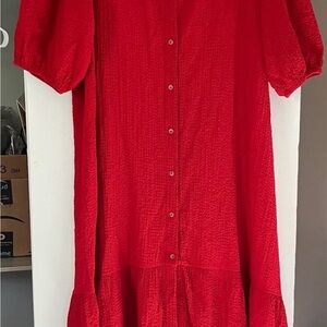 Anthropologie Vibrant Red Midi Dress